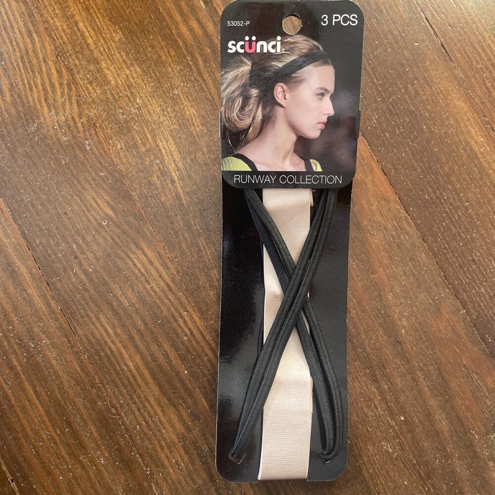 SCUNCI Everyday Active Change It Up Headbands 3 Piece Black Runway Collection